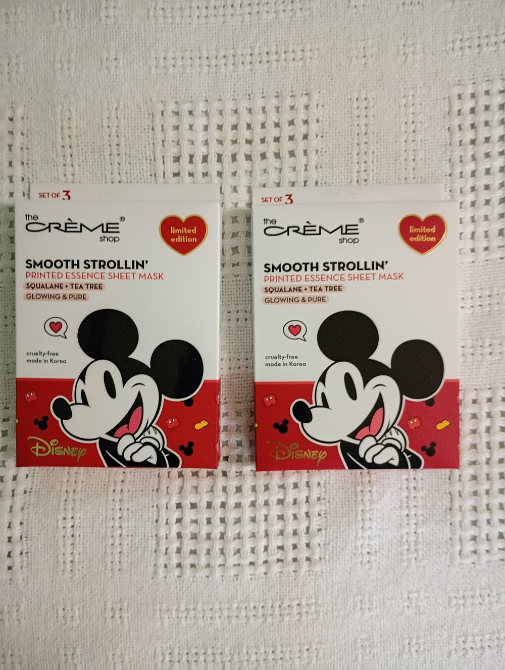 The Crème Shop Mickey’s Smooth Strollin’ Essence Sheet Mask 3 Pack - 2 Boxes NEW